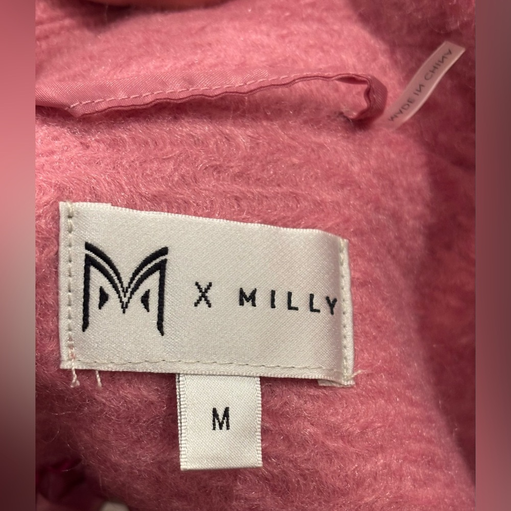NWT M by Milly Double-breasted Boucle Coat With Rhinestone Buttons Medium - Picture 13 of 16